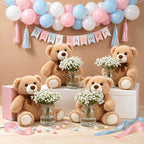 33Pcs Khaki Bear Baby Shower Centerpieces Mason Jar Babybreath - Image 3