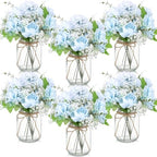 Zeyune 6 Sets Mason Jar Table Centerpiece Artificial Flower, Blue by Zeyune