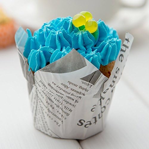 Restaurantware 1 oz Paper Tulip Newsprint Regular Baking Cup, 200 Pack - Image 3