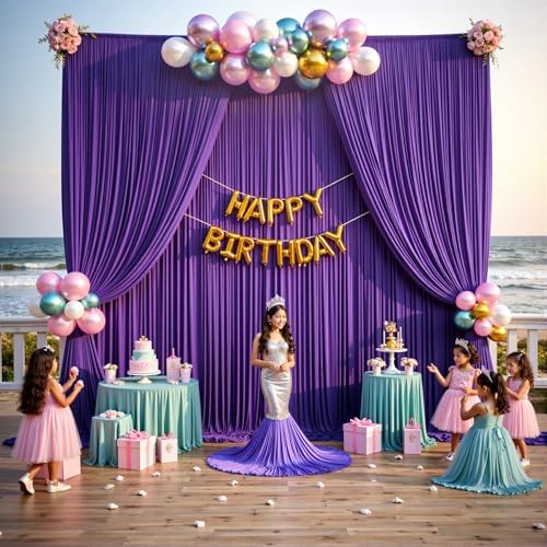 20ftx15ft Purple Backdrop Curtains for Parties, Wrinkle Free Polyester Purple Photo Backdrop Drapes 4 Panels 15 ft Long Back Drop Cloth for Wedding Birthday Photography Background Party - Image 4