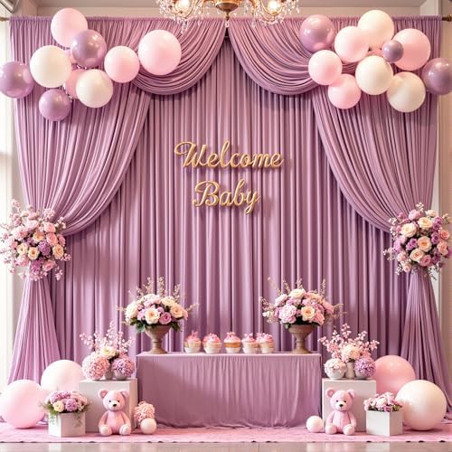 50x10ft Dusty Pink Backdrop Curtain for Wedding Parties Wrinkle Free Fabric Pink Drapes Backdrop Decoration for Baby Shower Birthday Photography Decoration 10 Panels, 5ft x 10ft - Image 4