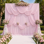 30ftx10ft Wrinkle Free Light Pink Backdrop Curtains for Parties, Silky Polyester Photo Backdrop Drapes 6 Panels 5x10ft Back Drop Cloth for Wedding Birthday Baby Shower Photography Background by ENJOYYOURPARTY