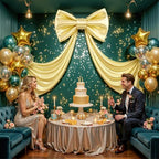 Giant Gold Bow for Backdrop 80x24 Inches Large Satin Ribbon Bow Wall Decor for Wedding Birthday Baby Shower Party Photo Booth, Washable Reusable Big Bow for Nursery Bedroom Door Hanging Decoration - Image 3