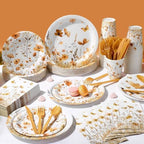 400 Pcs Fall Wild Floral Disposable Paper Plates Napkins Cups Serve 50 Floral Tableware Set for Autumn Thanksgiving Harvest Wedding Tea Party Decoration Bridal Shower Baby Shower - Image 6