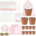 JarThenaAMCS 50 Sets Pink Little Pumpkin Baby Shower Party Favors Fall Planting Gift Set with Mini Pots Seed Packets Organza Bags Thank You Tags for Guests Autumn Thanksgiving Gender Reveal by JarThenaAMCS