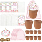 JarThenaAMCS 50 Sets Pink Little Pumpkin Baby Shower Party Favors Fall Planting Gift Set with Mini Pots Seed Packets Organza Bags Thank You Tags for Guests Autumn Thanksgiving Gender Reveal by JarThenaAMCS