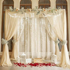 20ft x 10ft Ivory Chiffon Backdrop Curtain with Lights for Parties 4 Panels - Image 5