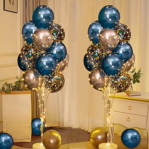 Balloon Stand Kit for Floor with String Light 2 Set Rolay Blue Centerpieces Balloon Holder Decoration for Wedding Christmas Adult Birthday Party Men Bachelor Party by Cicicooie