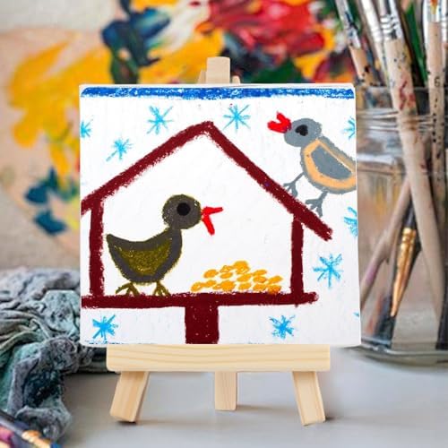 60 Pcs 5 Inch Mini Wood Display Easel, Small Wooden Easel Stand Art Craft Painting Triangle Stand Canvas Holder for Card Artist Photos Tabletop - Image 5
