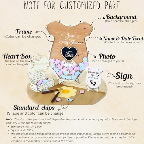 Baby Shower Guest Book Alternative Onesie Wooden Keepsake Gender Reveal - Image 7