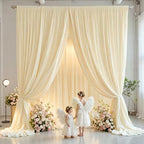 30ft x 10ft Beige Backdrop Curtains for Parties, 6 Panels 5ft x 10ft Wrinkle-Free Polyester Photo Backdrop Drapes for Wedding Birthday Baby Shower Graduation Photography Background - Image 7