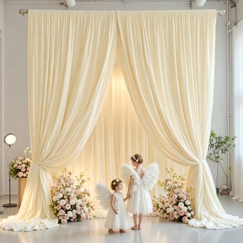 30ft x 10ft Beige Backdrop Curtains for Parties, 6 Panels 5ft x 10ft Wrinkle-Free Polyester Photo Backdrop Drapes for Wedding Birthday Baby Shower Graduation Photography Background - Image 7