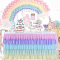 HB HBB MAGIC Unicorn Table Skirt Rainbow Tablecloth for Rectangle Table 9ft Fiesta Baby Shower Girls Birthday Party Unicorn Party Wedding by HBBMAGIC