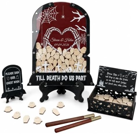 Custom Halloween Wedding Guest Book Alternative, Gothic Tombstone Frame by Handmade