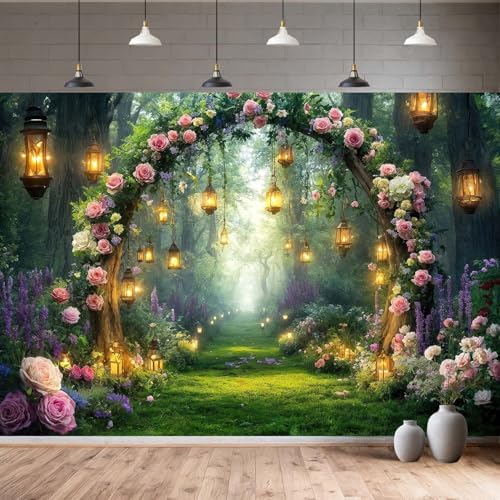 20x10ft Purple Flower Wedding Photography Backdrop Lavender Floral Wedding Bridal Photography Backdrop Anniversary Birthday Baby Shower Girl Party Banner Photo Booth Props Background Wall Decor by Mtsxfy