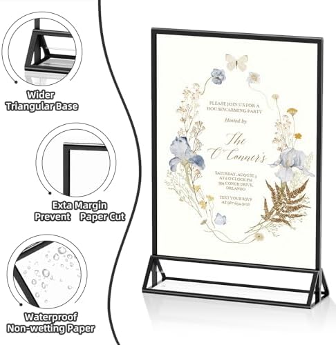 PPH-Sisy Acrylic Sign Holder 8.5x11 Double-Sided Black Picture Frames Clear Sign Holder for Flyer Holder Menu Holder Wedding Table Number Holder Photo Frame - 6 Pack - Image 4