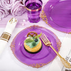 Hioasis 210 Pcs Purple Gold Plates for Party - Image 7