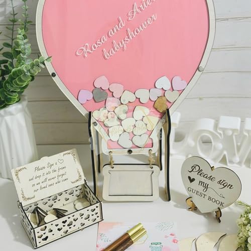 Hot Air Balloon Baby Shower Guest Book Alternative Drop Box for Girl - Image 2