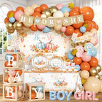 Pumpkin Gender Reveal Decorations,Fall Theme Party He or She What Will Our Little Pumpkin Be Plates,Napkins,Balloon Arch,Box Tablecloth for Autumn Thanksgiving Gender Reveal by Unknown