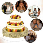 12 Inch Luxury Gold Cake Stand, Round Metal Dessert Display with Ornate Filigree Lace, Dual-Coated Premium Finish for Wedding, Anniversary & Elegant Home Decor - Image 7