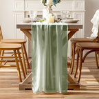 Sheer Chiffon Table Runner 35x120 Inches, Green 6 Pack - Image 3