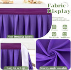 Partisky Purple Polyester Table Skirt for Rectangle Tables 14ft, Wrinkle Resistant Pleated Ruffle Table Cloth for Banquet Wedding Trade Baby Shower Display Gift Dining Table - Image 5