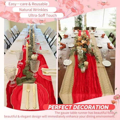 Showgeous 20 Pack Red Cheesecloth Table Runner, 17 x 108 Inches - Image 6