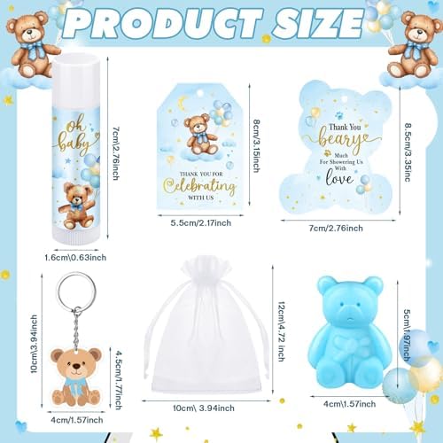 288 Pcs Baby Shower Favors Bear Lip Balm Soap Kit,Blue,Bear - Image 2