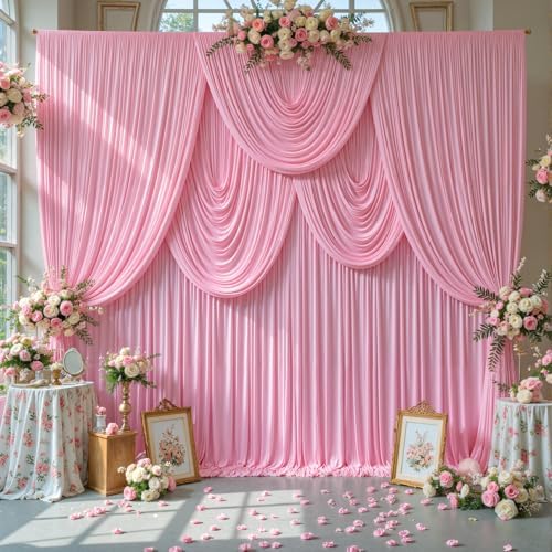 40ft x 10ft Pink Backdrop Curtains, Baby Pink Drapes for Backdrop Fabric - Image 5