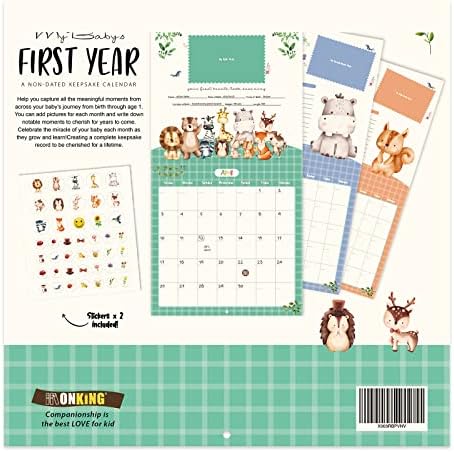 Baby's First Year Calendar with Stickers - 1st Year Tracker and Memory Book for Girls and Boys - Document and Cherish Milestones with Pocket and Drill Free Adhesive Hook - Image 6