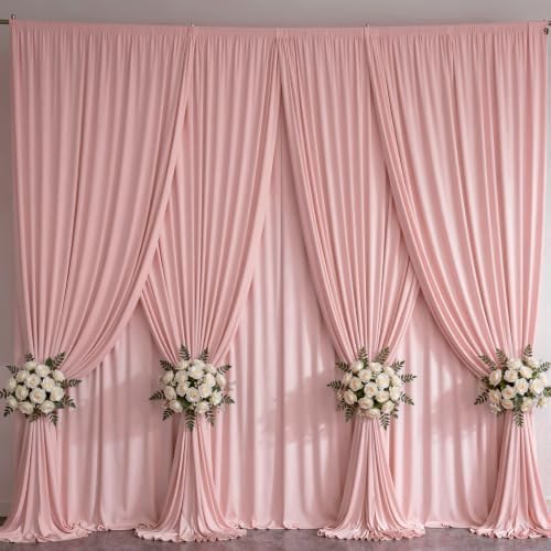 30x10FT Backdrop Curtains with Rod Pockets - Wrinkle Free Photo Stage Backdrop 6 Panels Curtains Drapes for Photography Wedding Party Baby Shower Decorations (Tea Rose) by Unknown