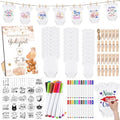 Panitay 126 Pcs Baby Shower DIY Bodysuit Set Bib 25 Blank White Newborn Bodysuit 25 Stencils 24 Marker 1 Sign 50 Pins(Bear) by Panitay