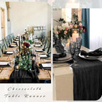 Black 12 Pcs Cheesecloth Table Runner 10FT Gauze Fabric Boho Cheese Cloth Table Runner Decoration Rustic Semi Sheer Runner for Wedding Birthday Baby Bridal Shower Party Table (35 x 120 Inches Long) - Image 5