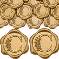 SWANGSA 200 Pack Letter C Wax Seal Stickers, Antique Gold Botanical Leaves Initial Alphabet Self-Adhesive Wax Stickers for Wedding Party Invitation Envelope by SWANGSA