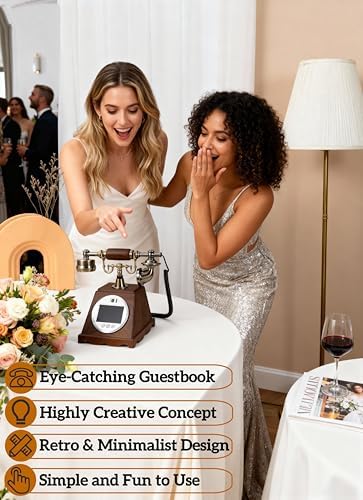 RetroVox Video & Audio Guest Book Wedding Phone Guestbook Creative Easy to Use & Fun Engagements Anniversaries Baby Showers Graduation (A White) - Image 2