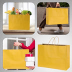 BLEWINDZ 70Pcs Large Paper Bags with Handles, 16x6x12 Inches Yellow Paper Shopping Bag for Small Business, Large Kraft Gift Bag Bulk for Grocery Mechandise Retail - Image 4
