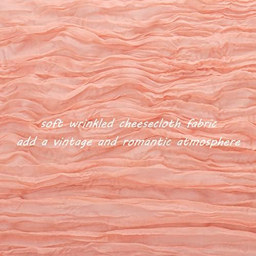 35x157 Inch Peach Coral Cheesecloth Table Runner Boho Wedding Party Decor - Image 3