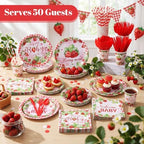 450 Pcs Tableware Set, Serve 50, Red and Pink, Strawberry Baby Shower - Image 6