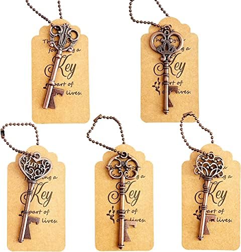 100 PCS Key Bottle Openers,Vintage Skeleton Key Bottle Openers for Wedding Favors,Wedding Party Gifts Souvenirs Decorations for Guests Bridal Shower Favors Bulk (Red copper) - Image 2