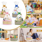 Dreamtop 4 Set Baskets for Gifts Empty, Woven Bamboo Gift Basket Empty Large with Handles, Sturdy Gift Basket Kit Empty to Fill for Christmas Birthday Baby Shower Wedding Gift (Colorful) - Image 5