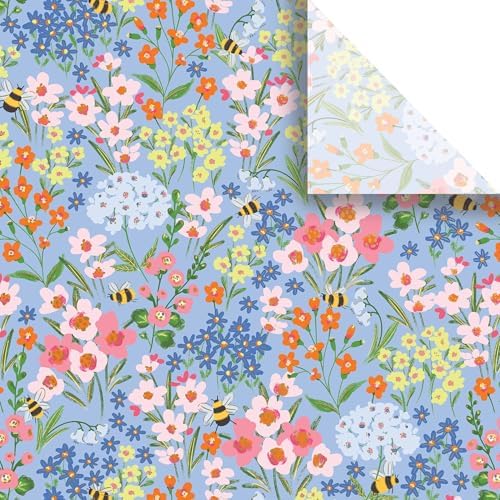 Jillson & Roberts 20" x 30" Printed Floral Gift Tissue, Garden Bees (48 Folded Sheets) by JillsonRoberts