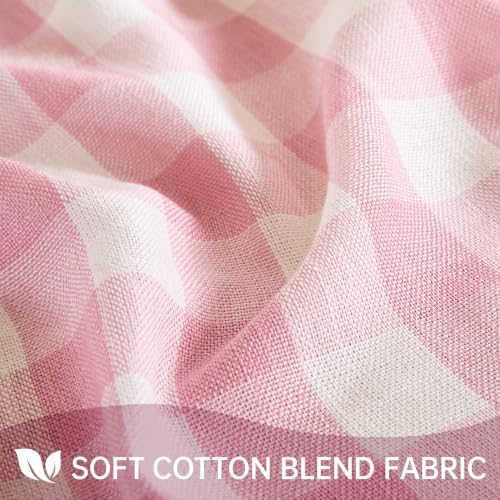 Gingham Tablecloth Rectangle Table, Cotton Linen Fabric Picnic Checkered Table Cloth Farmhouse Washable Wrinkle Free Buffalo Plaid Table Cover for Outdoor Birthday Party, Pink, 60x106 - Image 4