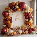 Burgundy Burnt Orange Balloon Arch Kit - Retro Boho Fall Balloon Garland with Metallic Gold Cream for Autumn Fall Harvest Thanksgiving Birthday Baby Shower Party Decorations by LUXURparty
