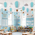 12 Sets 12" Hanging Hot Air Balloon Decortion, Blue by Unknown