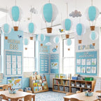 12 Sets 12" Hanging Hot Air Balloon Decortion, Blue by Unknown