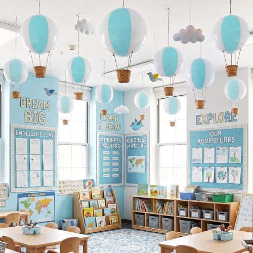 12 Sets 12" Hanging Hot Air Balloon Decortion, Blue by Unknown