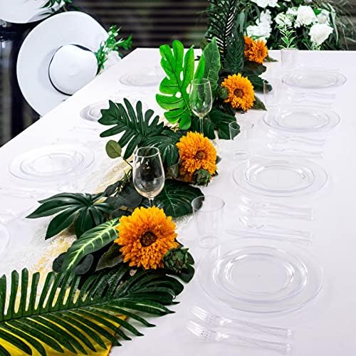 WDF 25 Guest Clear Plastic Plates with Disposable Plastic Silverware - Plastic Plates and Cups for Party include 25 Dinner Clear Plates, 25Salad Plates, 25Forks, 25Knives, 25 Spoons, 25Cups - Image 6
