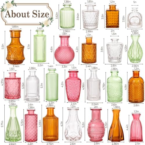 TBWIND 24pcs Colorful Glass Bud Vases Set - Image 2