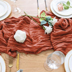 Wokceer Cheesecloth Fall Table Runner Terracotta 10FT Boho Gauze, 12 Pack - Image 5