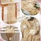 20 Pack Beige Cheesecloth Table Runner 10FT Long Boho Gauze Fabric Table Runner Vintage Rustic Sheer Runners for Wedding Party Bridal Baby Shower Table Decorations - Image 6